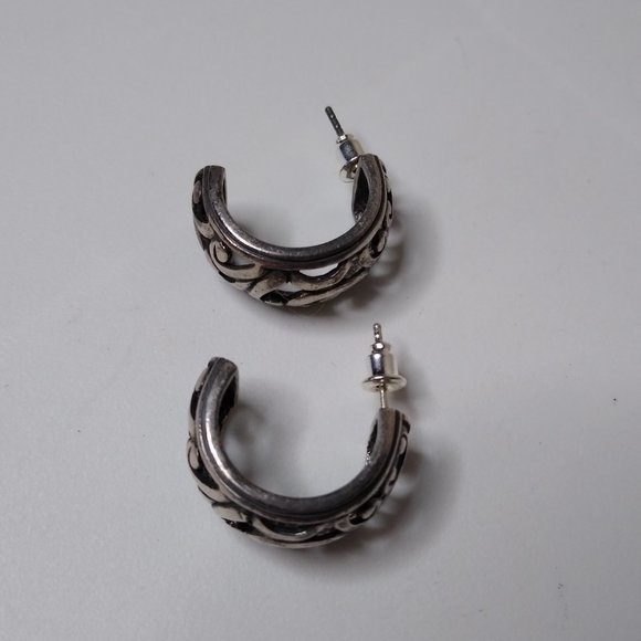 Vintage Metal Half Hoop Earrings - Picture 9 of 13